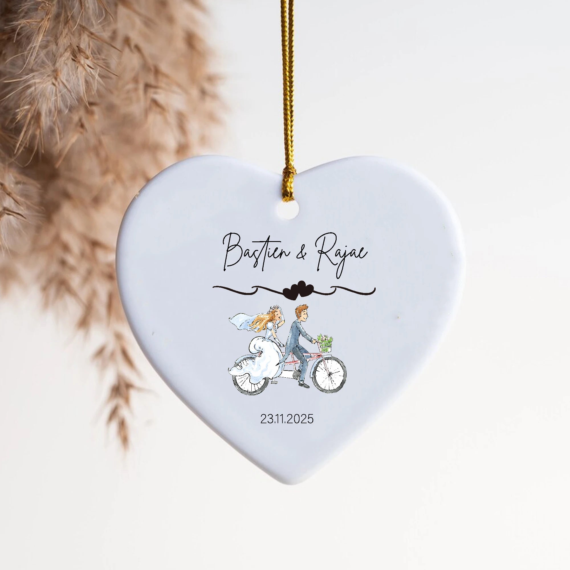 Custom Holiday Ornament Gift, Engagement Ceramic Christmas Ornament, Engagement Ornament, Couples Ornament, Personalized First C