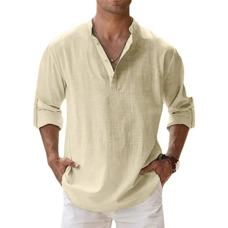 Men's Casual Fashion Long Sleeve Linen Shirt Stylish Comfortable Breathable Men's Clothing