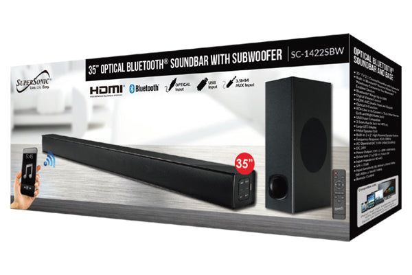 Supersonic 35" Optical Bluetooth Soundbar & Subwoofer