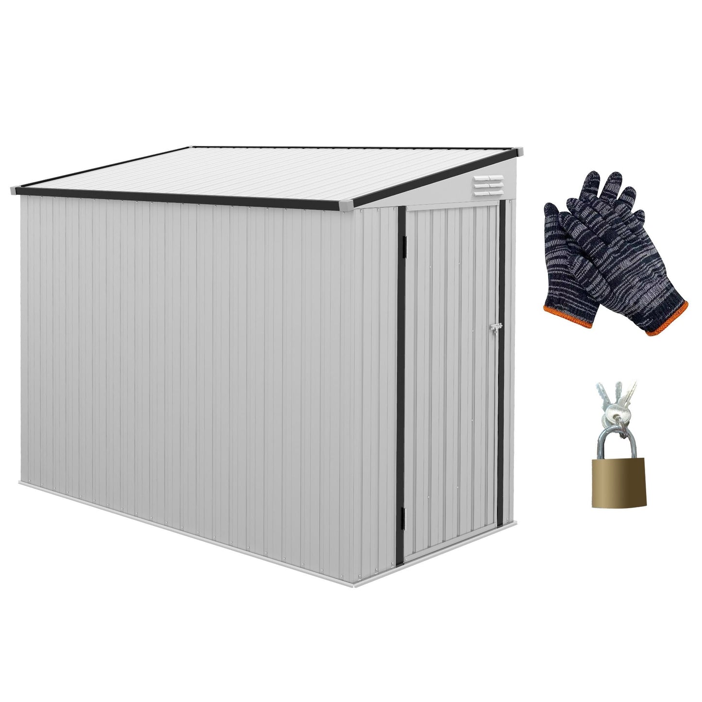 Metal Garden Shed 4x8 ft Lean-to Outdoor Tool House with Lockable Door