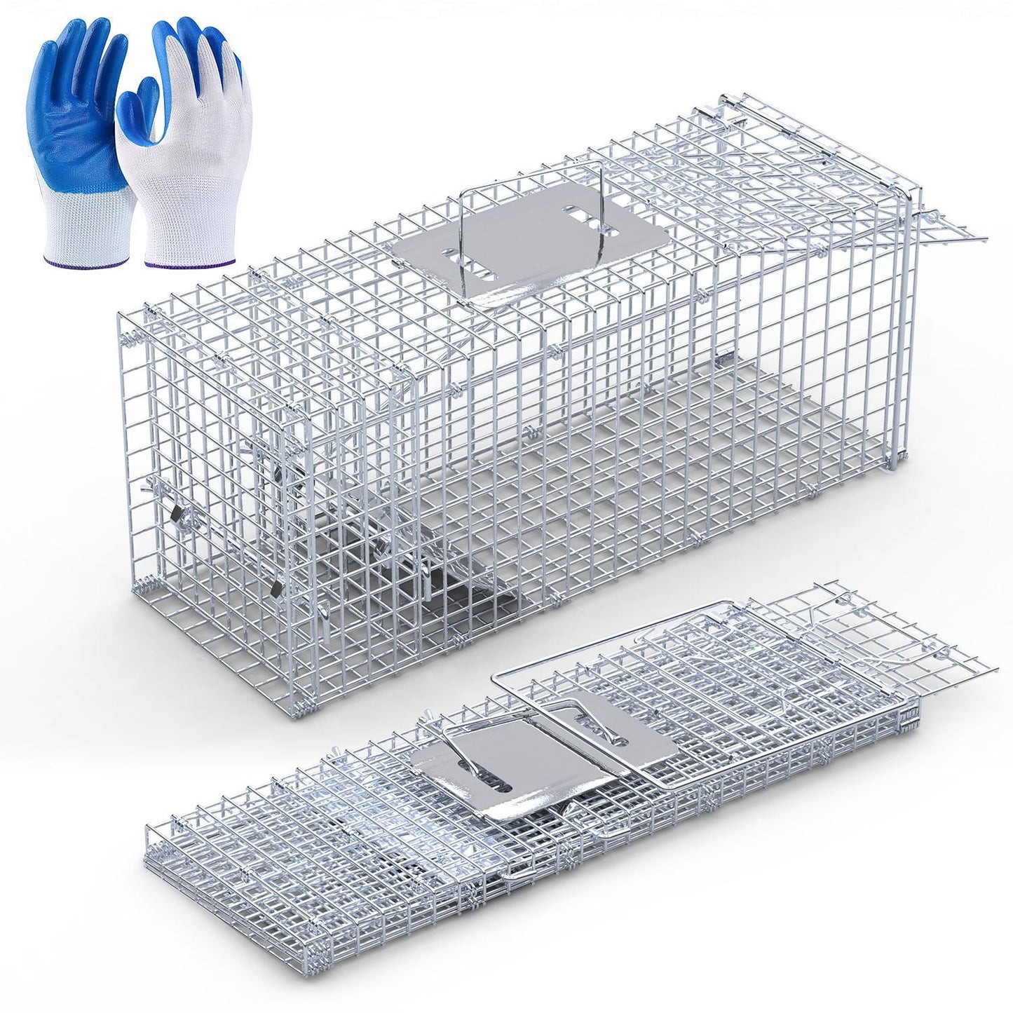 25.59Inch Live Humane Animal Trap Cage Heavy Duty Folding Catch And