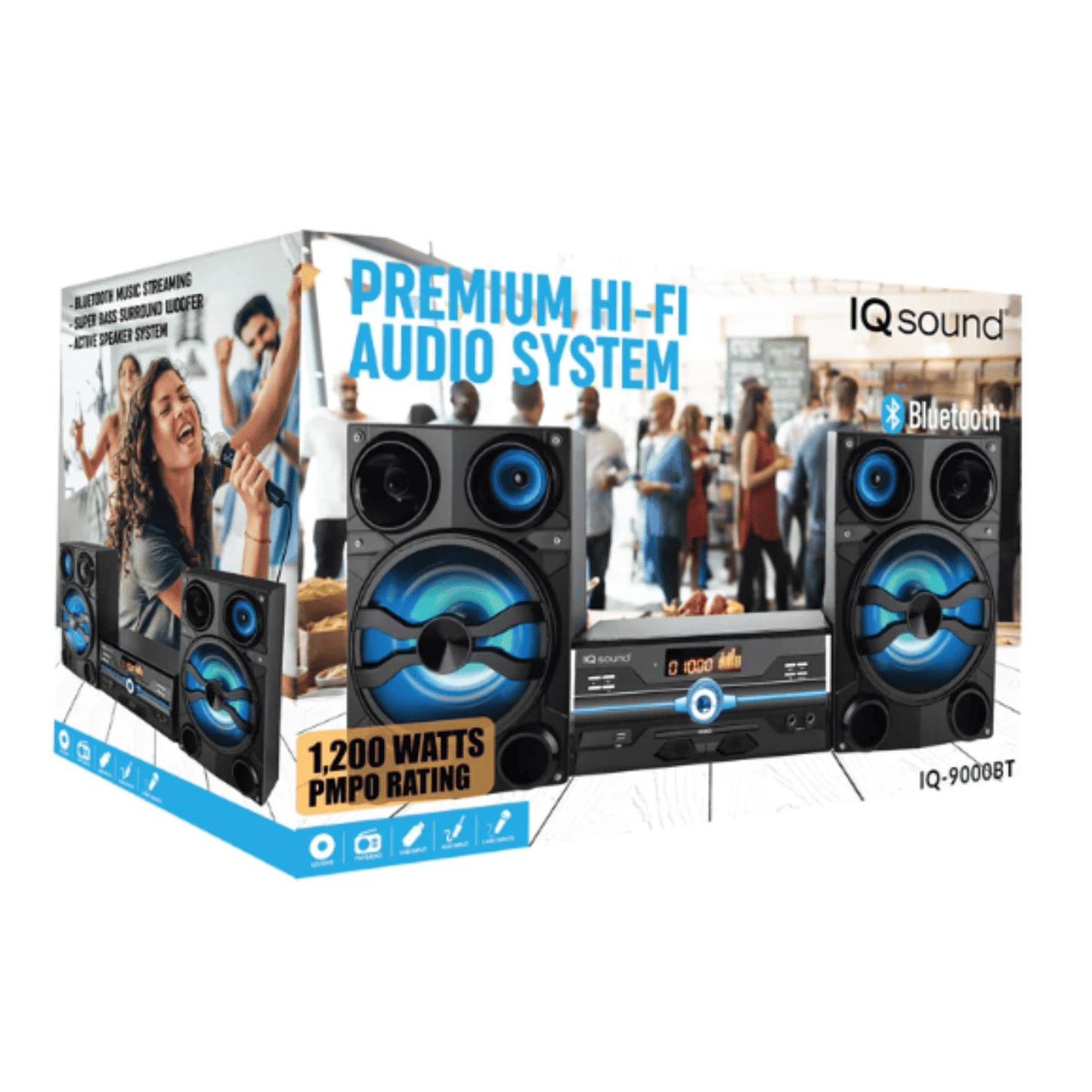 IQ Sound HiFi Multimedia Audio System with Bluetooth, and AUX/USB/Mic