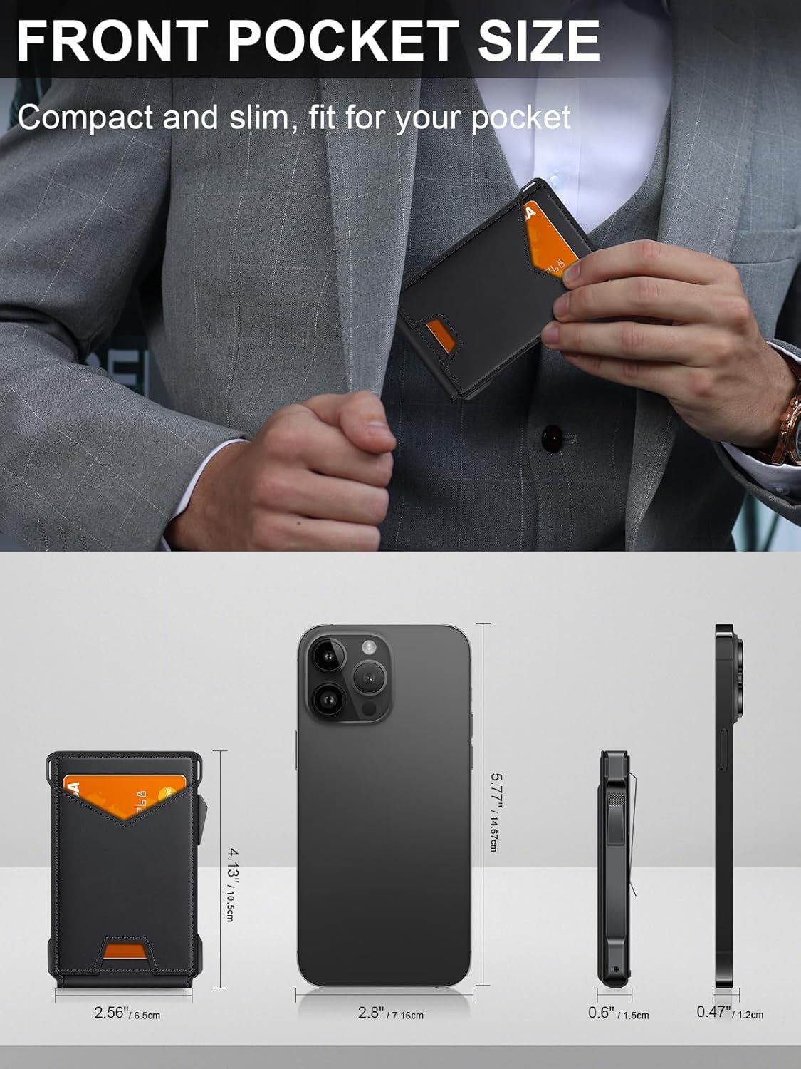 Wallet for Men RFID Wallet with 2 ID Windows & Money Clip, Slim Pop Up