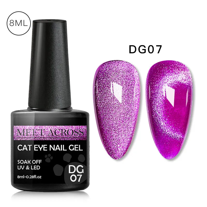 9D Reflective Magnetic Gel Nail Polish 7ml Shiny Glitter Cat Eye Nail Gel Varnishes Semi Permanent Soak Off UV Gel Nail Art