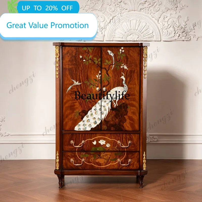 M178 American retro solid wood chest high-end storage cabinet floor-to-ceiling entrance storage decorative cabinet
