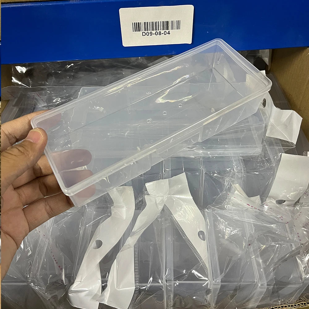 1pc Pink Transparen Nail Art Storage Box Plastic Rectangle Nail Art Tool Organizer Storage Box for Tweezers Clippers Pen Brush