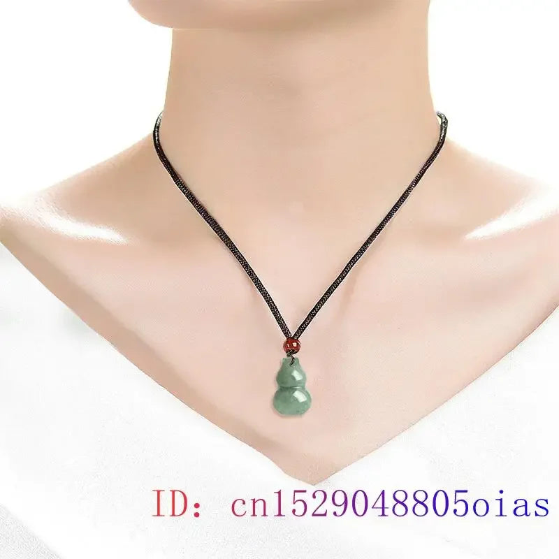 Burmese Jade Gourd Pendant Gift Luxury Stone Necklace Jewelry Natural Green Amulet Charms Carved Men Vintage Emerald Jadeite