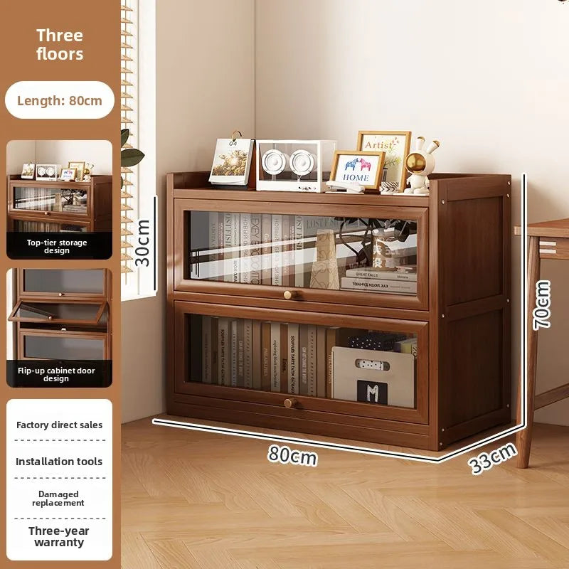 Multi-functional BambooBookcase LargeCapacity Wooden Bookshelf Storage Cabinet Display Rack Home Furniture for Living RoomOffice