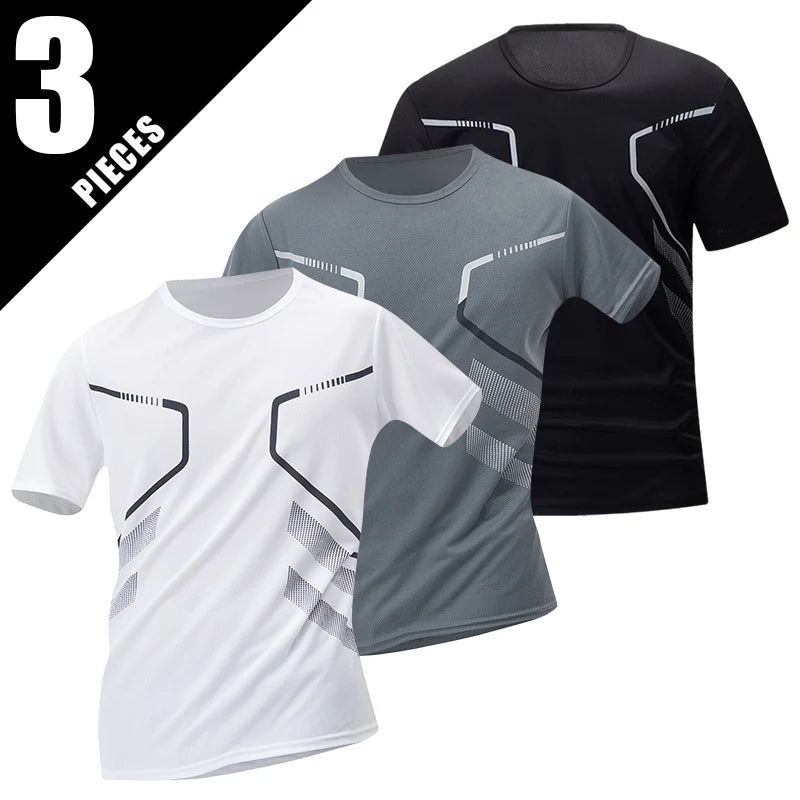 1/3/4 Pieces Summer Men's Printed Quick-drying Breathable Short-sleeved Plus Size Loose Sports Casual T-shirt Multicolor Choice