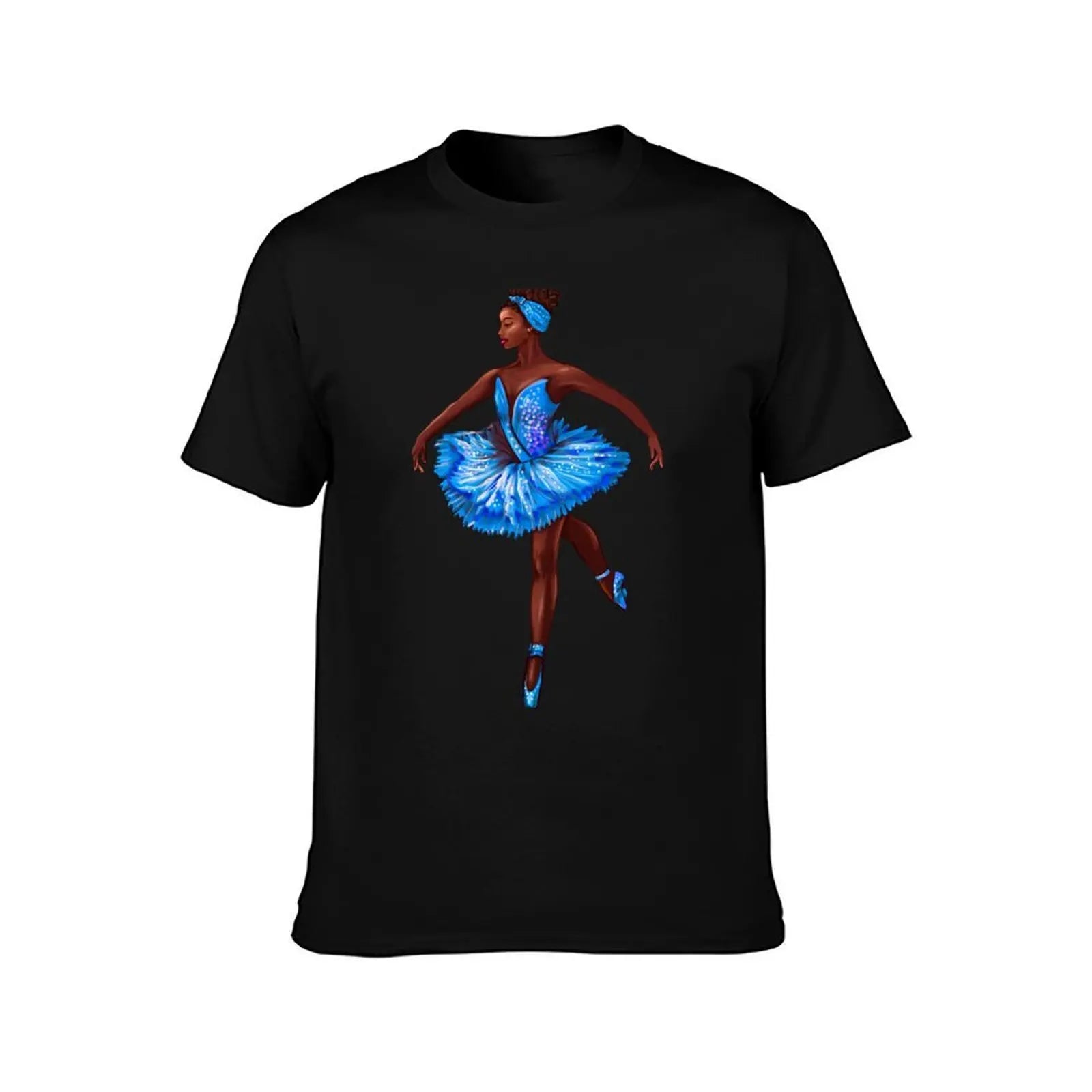 Ballet dance dancer in blue tutu and pointe shoes cute dancing African American ballerina T-Shirt tops mens t shirt graphic