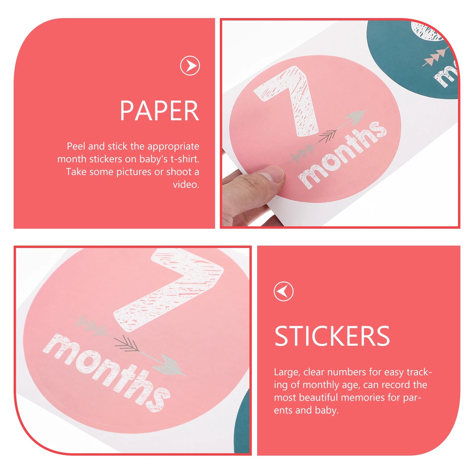 1 set Baby Milestone Stickers Monthly Digital Numbers Photo Props Newborn Durable Clothes Decoration First Year Keepsake Girl