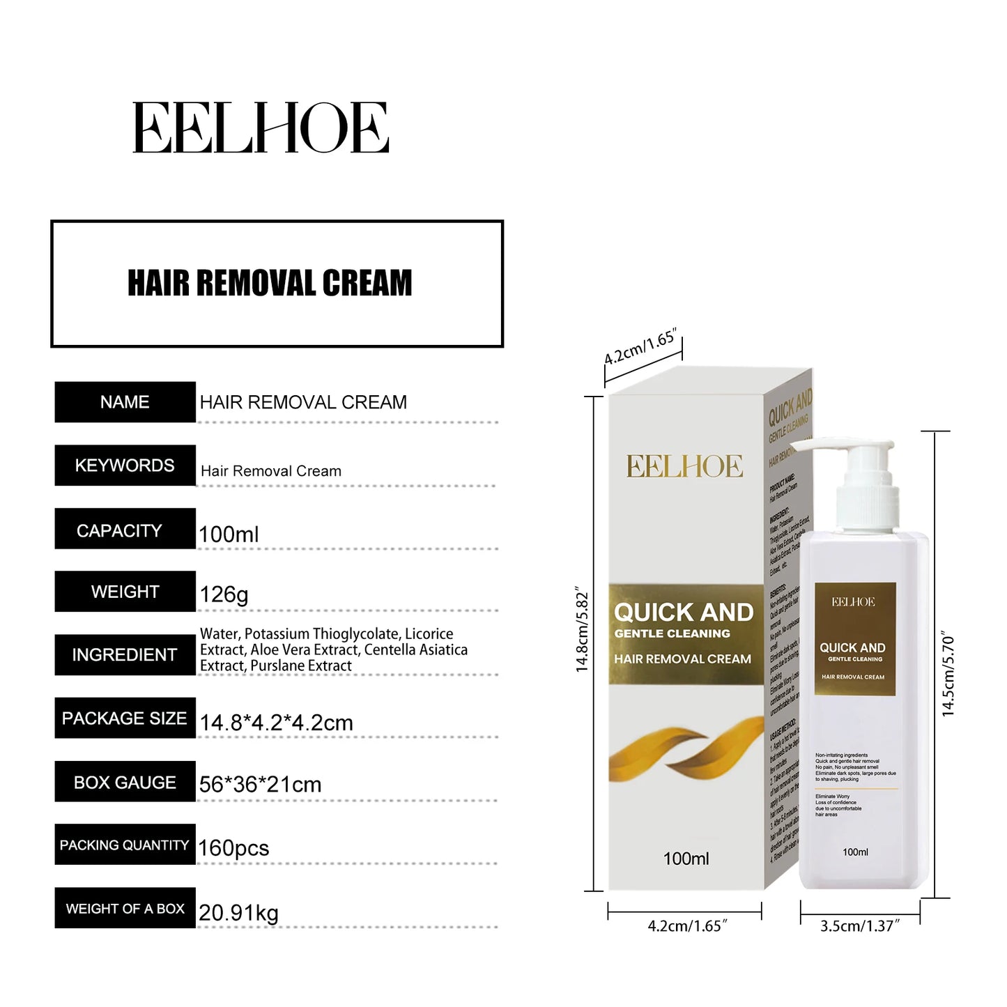 EELHOE Hair Removal Cream Armpit Arm Whole Body Gentle Fast Hair Removal Skin Smooth Body Skin Moisturizing