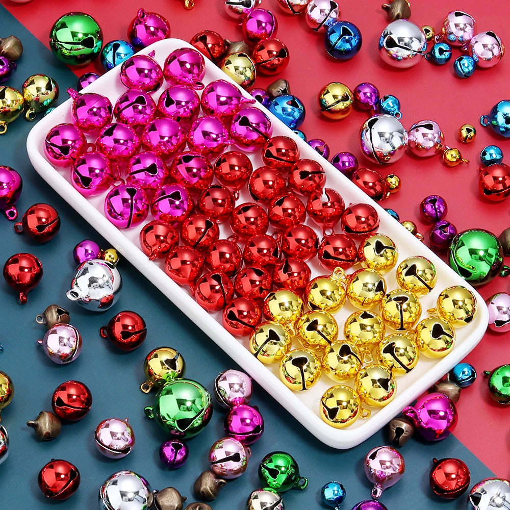 10-50Pcs DIY Handmade Crafts Xmas New Year Ornament Gift Mix Colors Loose Beads Small Jingle Bells Christmas Decoration Supplies