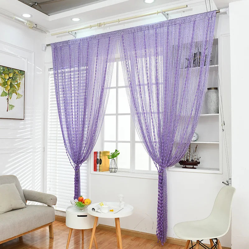 1pc 1x2m Door String Curtain Soft Balls Romantic Glitter Fringe Room Divider Home Decor Wedding Girls Bedroom Window Living Room