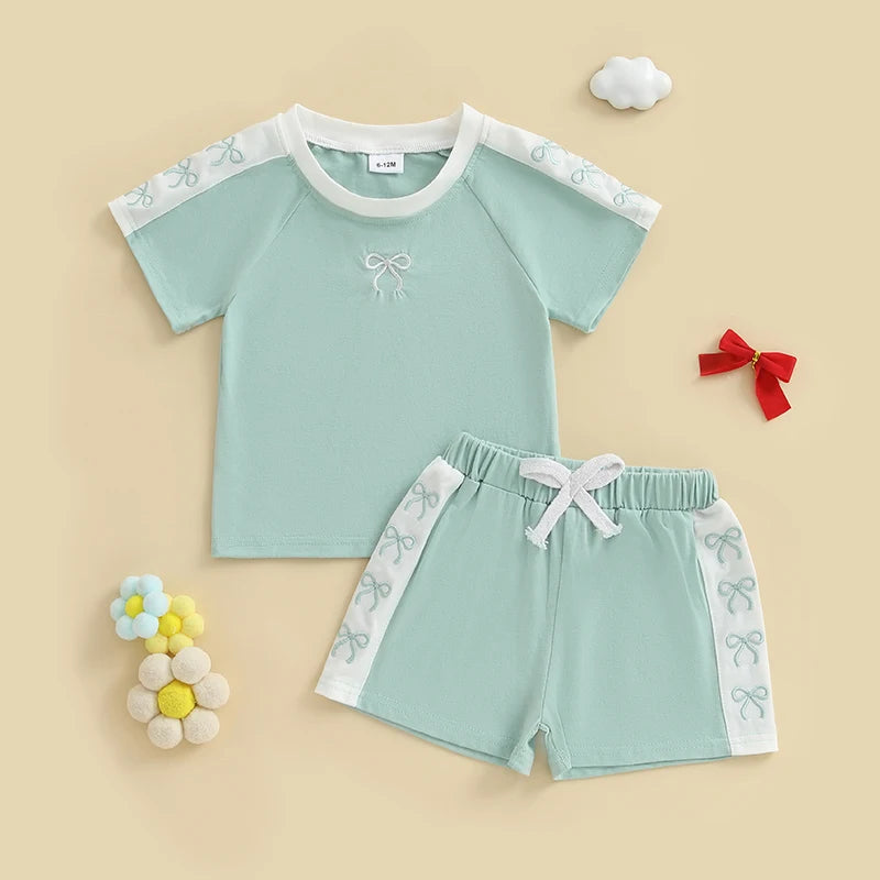 Adorable Baby Girl Floral Print Ruffle Sleeve Top and Shorts Set with Bow Detail - Summer Outfit for Toddler Girls