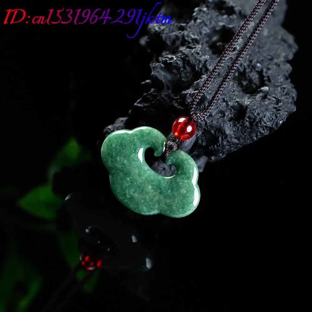 Natural Myanmar Jadeite Ruyi Pendant Necklace Fashion Carved Amulet Real Jade Jewelry Designer Accessories Gifts for Women