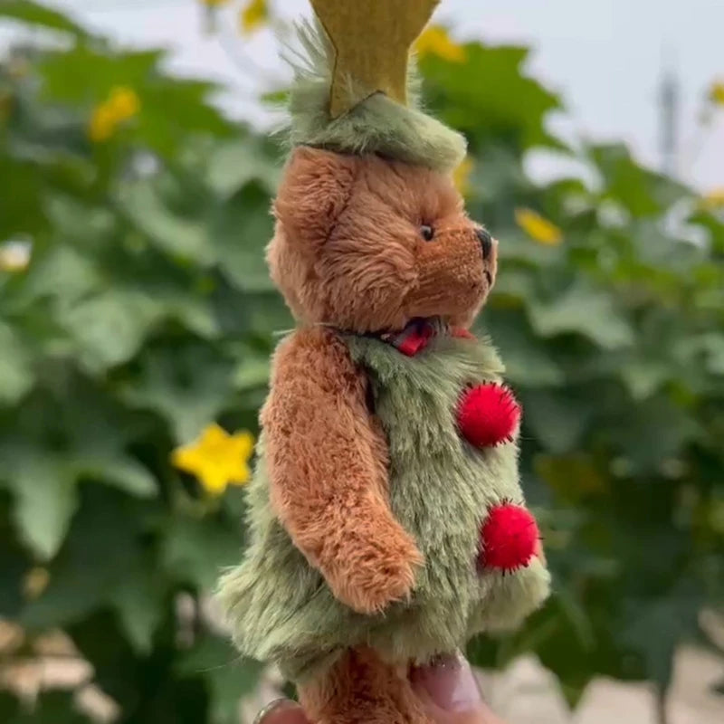 1pc Christmas Plush Bear Toy Keychain Holiday Decor Keyring Designs for Home Farmhouse Warm and Lovely Feel Kids Playing Toy