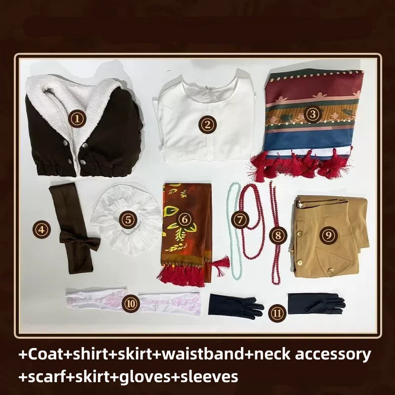 Anime Game Reverse:1999 Vila Cosplay Costume Retro Brown Coat Skirt Uniform Full Set Wig Adult Woman Sexy Daily Leisure Suit