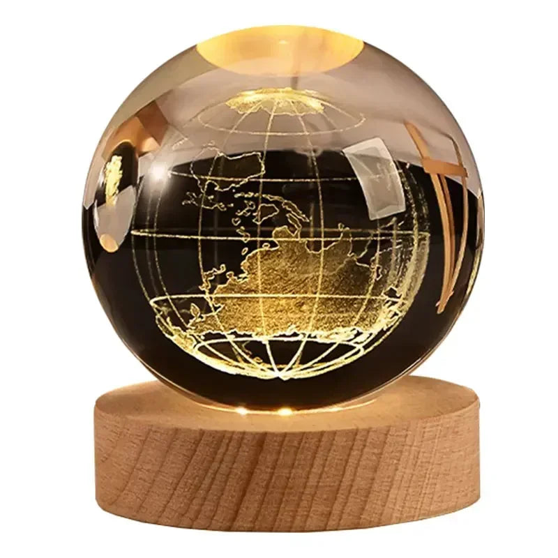 3D Crystal Ball Led Night Light Christmas Creative Gift Holiday Planet Crystal Ball Ornament Children Lamp Bedroom Ambient Light