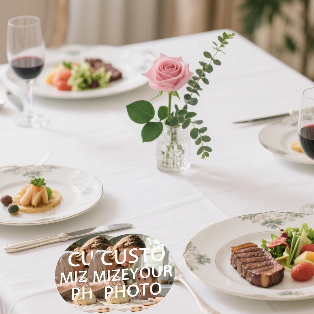 2Pcs Round Wooden Coaster Print, 2 Coasters for Your 2 Photos, Personalized Family Desktop Decoration, Ideal for Living Room, Bedroom, Home Office - Gift with Body Stickers