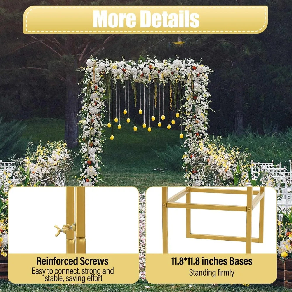 Wedding Arch Backdrop Stand, Wedding Arches for Ceremony Square Metal Balloon Arch Stand Garden Arbor Frame for Wedding