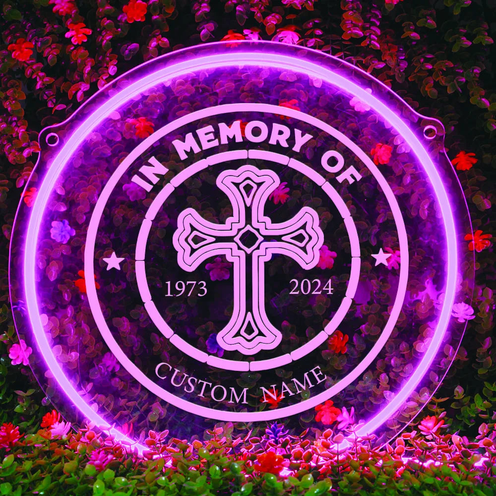 1PC Round Shape Crucifix Personalized Text USB Power Neon Led Sign Acrylic Lamp for Home Decoration Cool Gifts for Wall Hanging