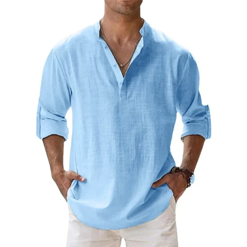 Men's Casual Fashion Long Sleeve Linen Shirt Stylish Comfortable Breathable Men's Clothing