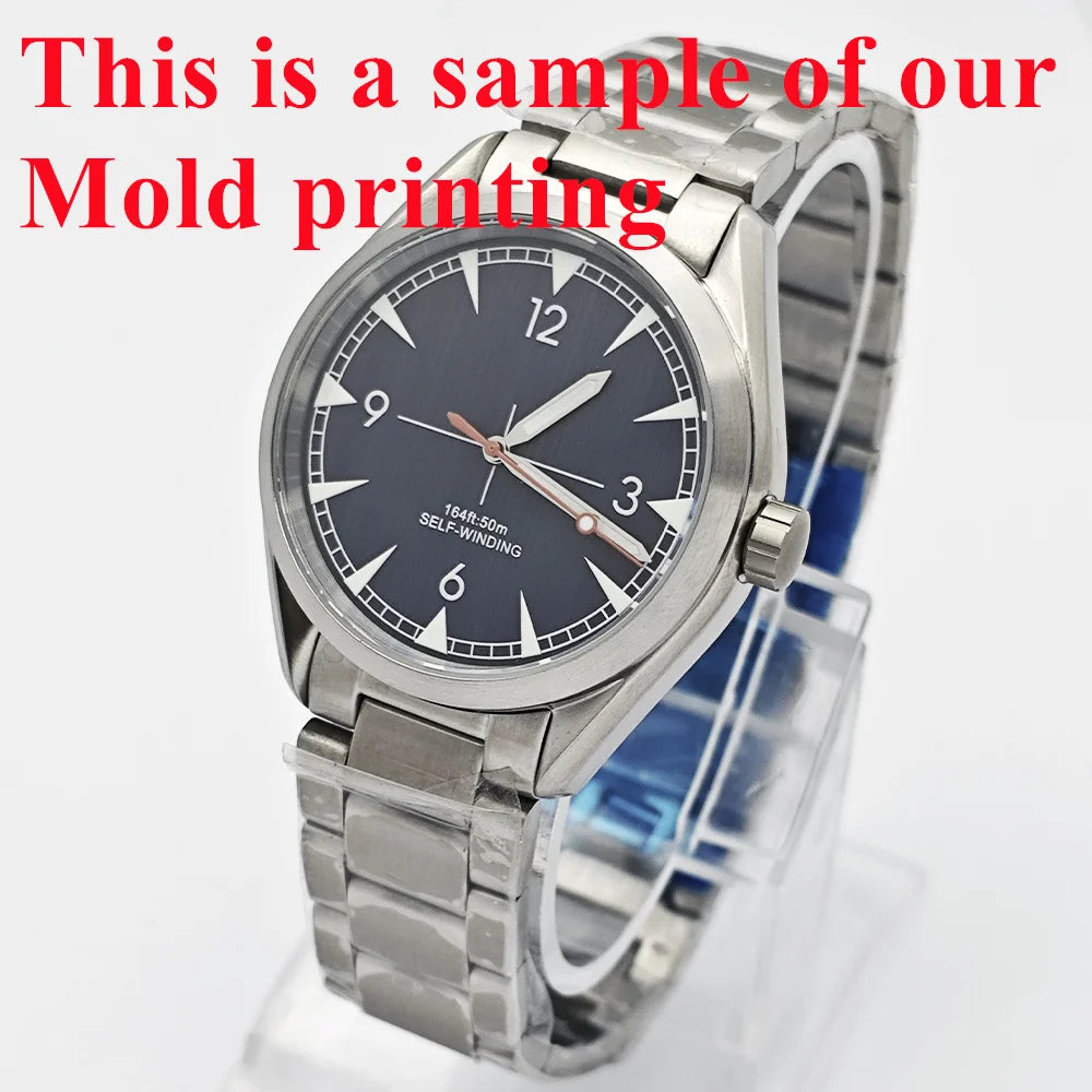 Customized DIY LOGO Watch 41mm Silver Stainless Steel Sapphire Crystal Watch Case NH35 Miyota 8215 Automatic Movement Watch