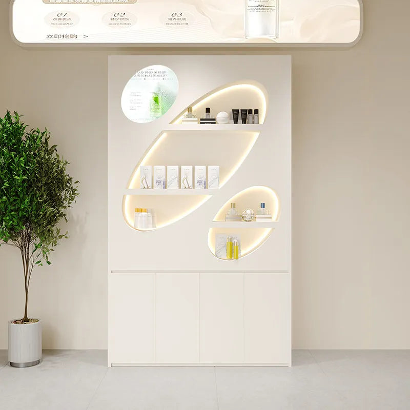 Solid wood paint beauty salon display cabinet High-end atmospheric skin care product cabinet Product rack Cosmetics display rack