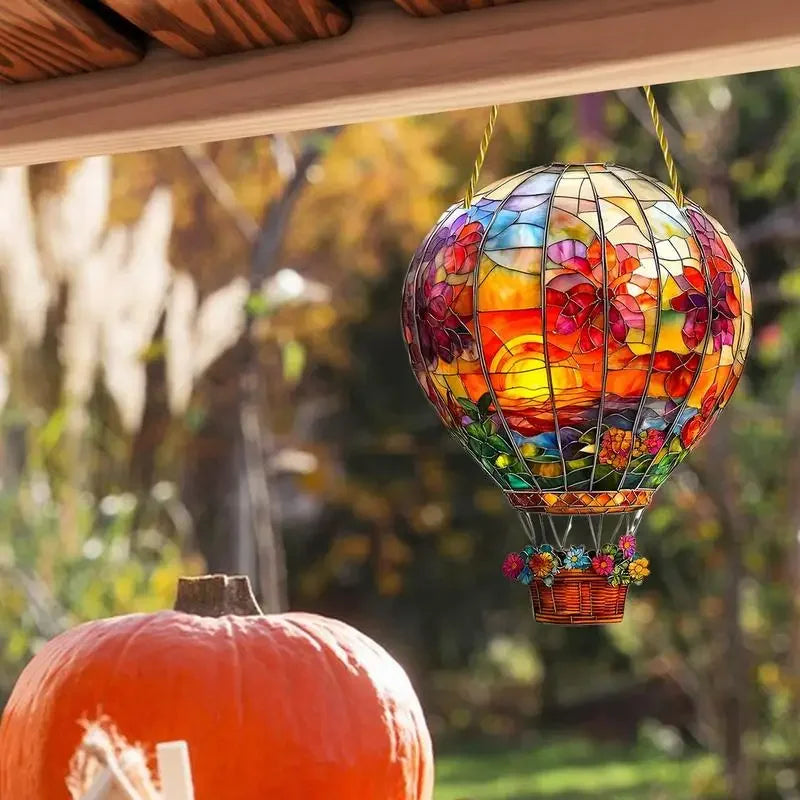 Hot Air Balloon Sun Catcher 2D Acrylic Pendant Home Modern Hanging Decoration Bedroom Living Room Retro Wall Decoration Pendant