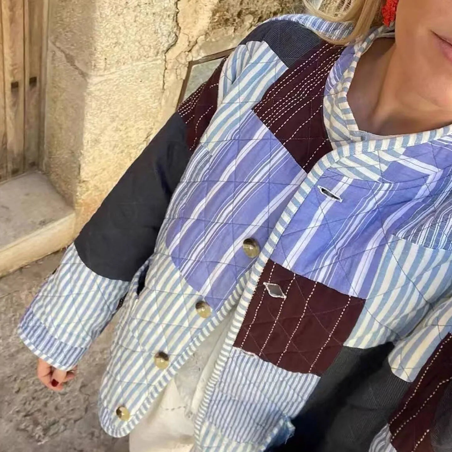 Double-Sided Quilted Cotton Jaet Casual Sle Faionable Women's Print All-Match Autumn 2025 New Arrival Ladies' ort Coat