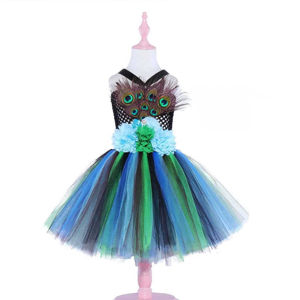 Cosplay Anime Peacock Princess Tutu Dress Girls Anime Cosplay Christmas Costume Happay Purim Birthday Party Dresses Hallowe 72th