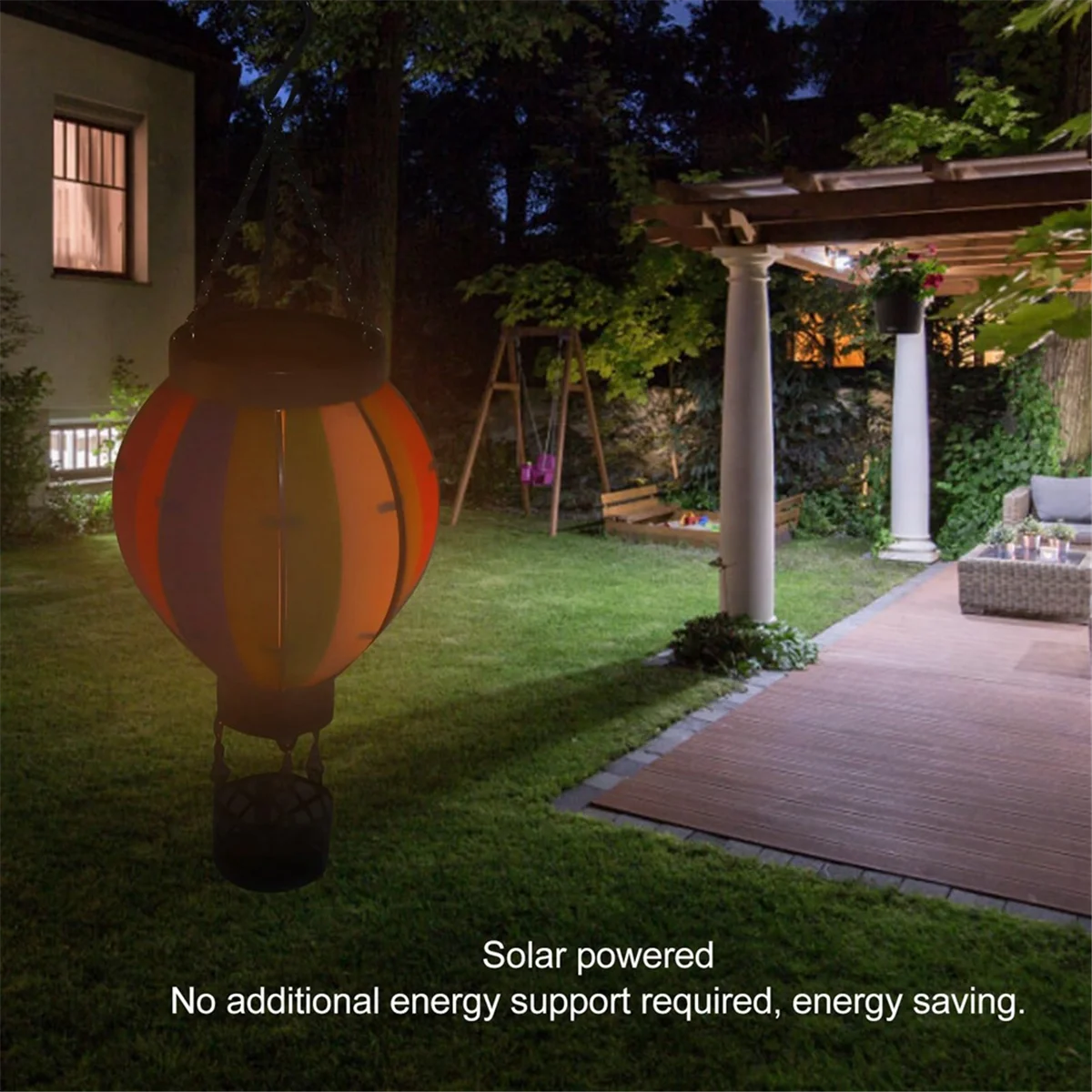 Art & Gift Solar Hot Air Balloon Lantern - Hanging Solar-Powered LED Lights, Waterproof Portable Decorative,1Pcs,A