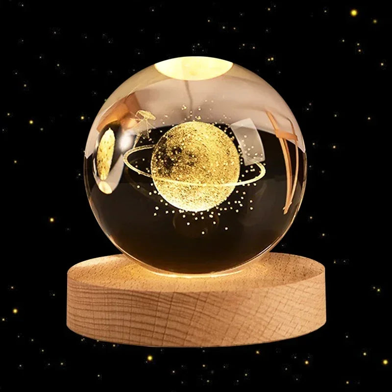 3D Crystal Ball Led Night Light Christmas Creative Gift Holiday Planet Crystal Ball Ornament Children Lamp Bedroom Ambient Light
