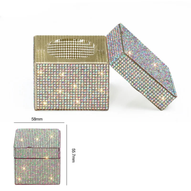 Nail Art Full Diamond Storage Bowl Nail Pen Brush Wash Cup Nail Salon Shiny Glass Crystal Cleaning Container Nail Art Accessory