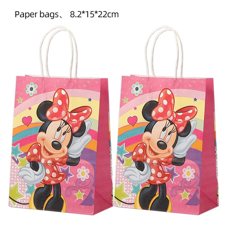 21*15*8cm Disney Mickey Mouse Paper Gift Bag Festival With Handles Baby Shower Candy Bags Kids Minnie Birthday Party Supplies 