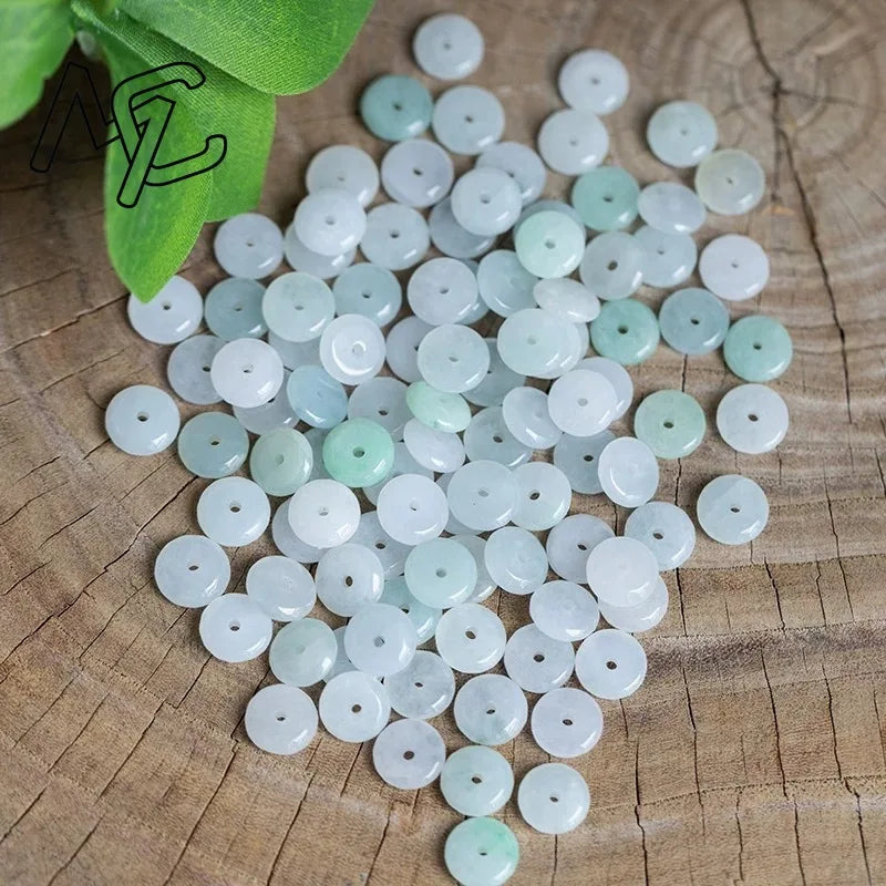 10pcs Natural Emerald White Jade Ping An Knot DIY Bracelet Necklace Charm Jadeite Jewellery Fashion Accessories Gift Women Men
