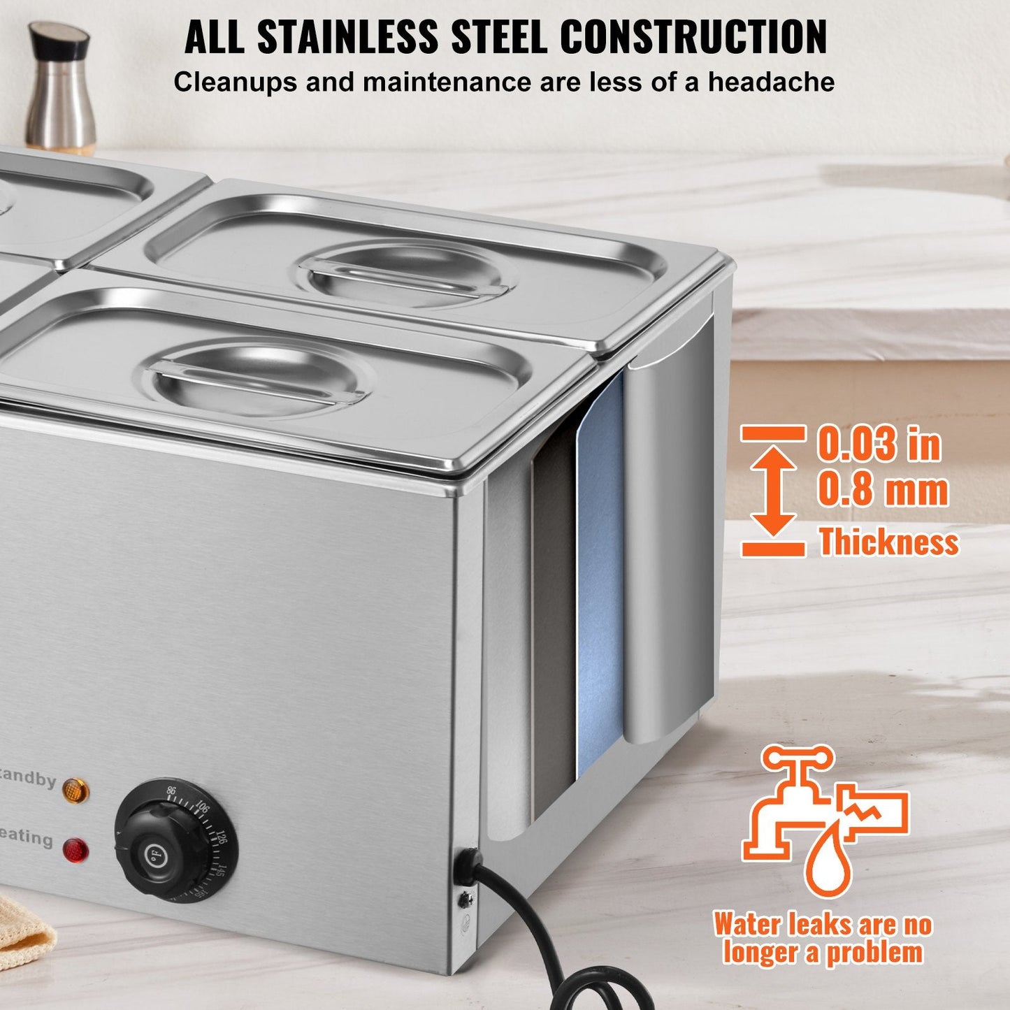 Commercial Electric Food Warmer 4-Pan Countertop Buffet 15.9QT Bain