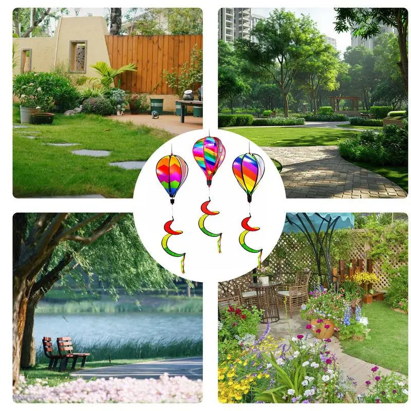 Hot Air Balloon Wind Spinners 3X Air Balloon Wind Spinner Windsock Ornament Outdoor Decoration For Holiday Camping Wedding
