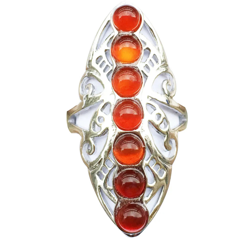 Malachite Lapis Lazuli Tiger Eye Malachite Goldstone Opal Unakite Carnelian Crystal Women Men Art Ring Adjust Size PWB791