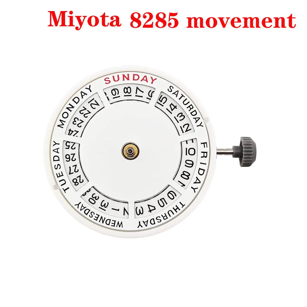 MIYOTA 8285 Movement Men's watch Replacement parts mods white Double date Automatic mechanical movement 21 Jewels 3/12 o'lock