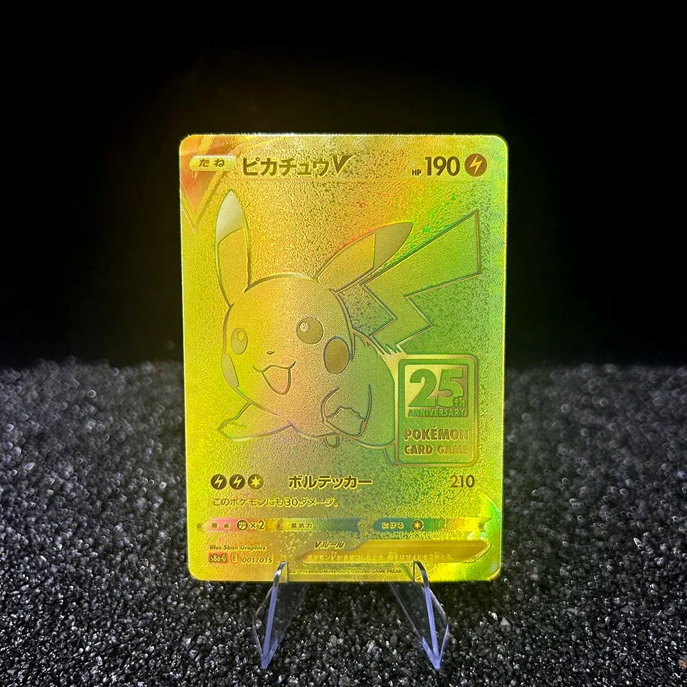 PTCG Collection Card Anime S8A-G 25Th Anniversary 001/015 Cartoon Japanese Refractive Color Flash Cards Christmas Gift Toys