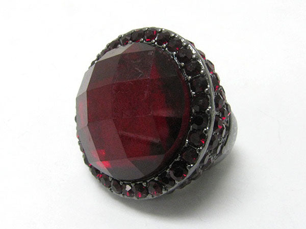 GLAM PUNK ROCK GLAMOR STYLE CRYSTAL SIDE FACET ROUND GLASS STONE
