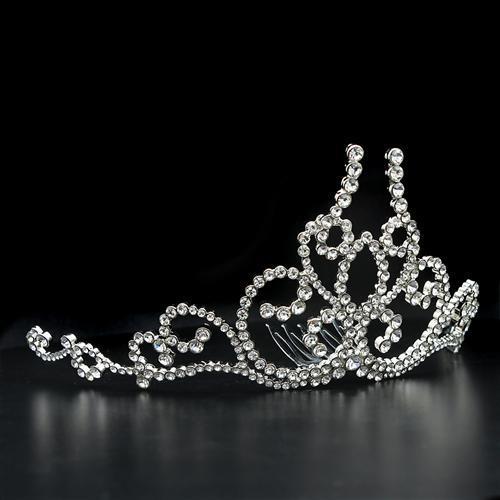 LO2112 - Imitation Rhodium Brass Tiaras & Hair Clip with Top Grade