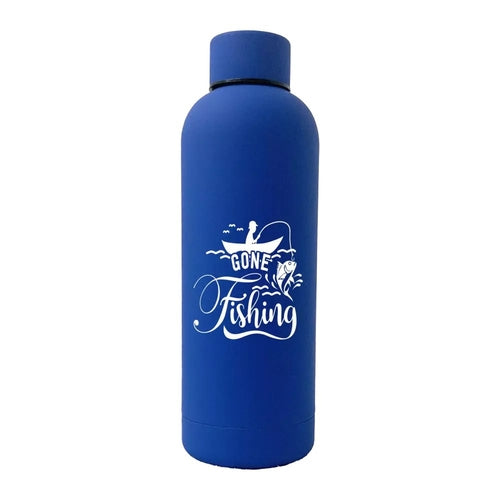Gone Fishing 17oz Stainless Rubberized Water Bottle