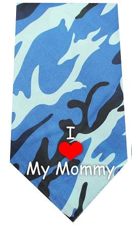 I Love Mommy Screen Print Bandana, Blue Camo