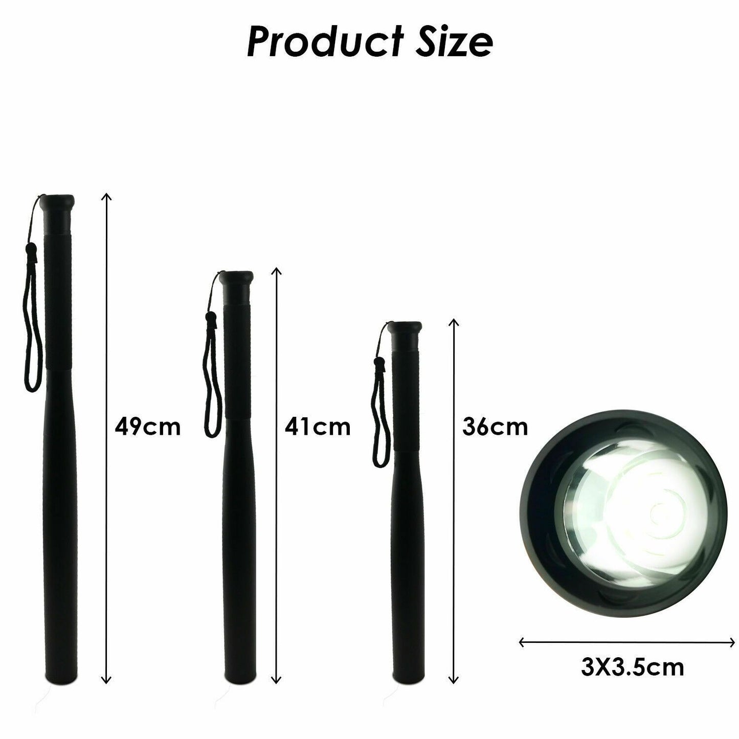 36cm Baseball Bat LED Flashlight Bright Baton Torch Emergency Security