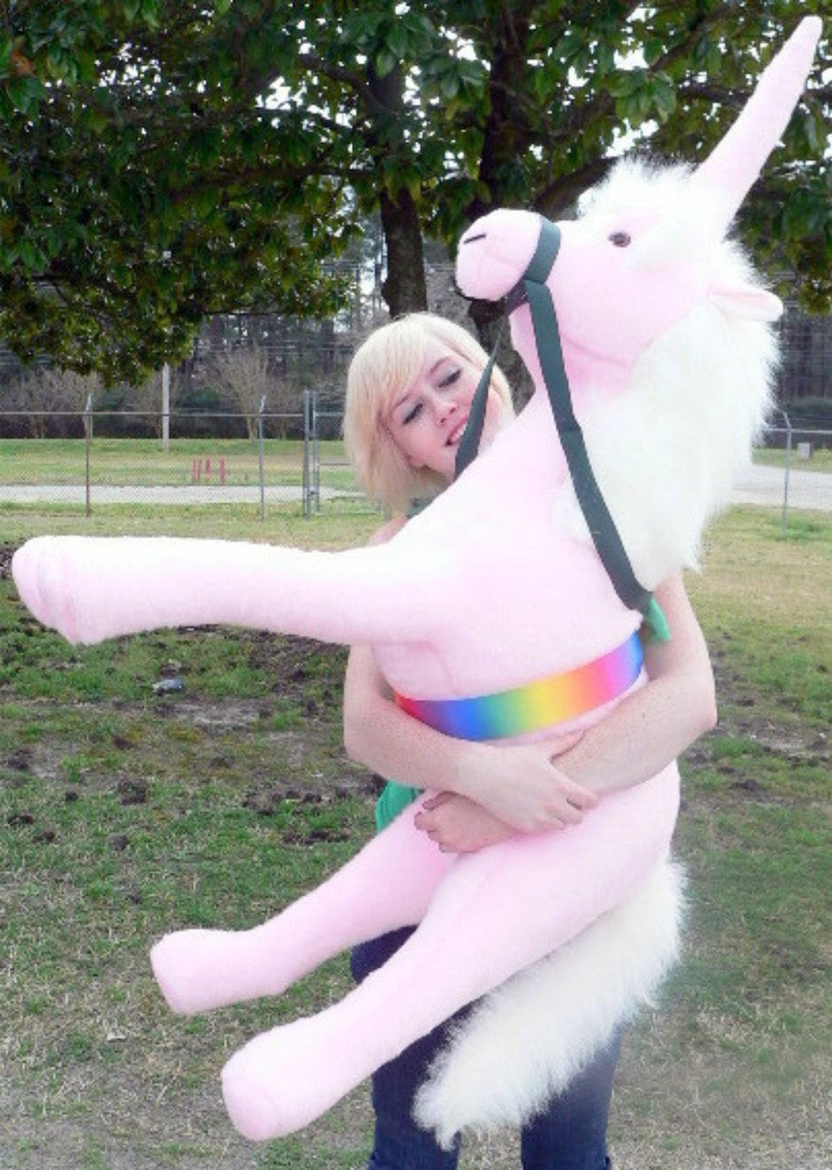 American Made Giant Stuffed Pink Unicorn 3 Feet Wide Soft Made in USA