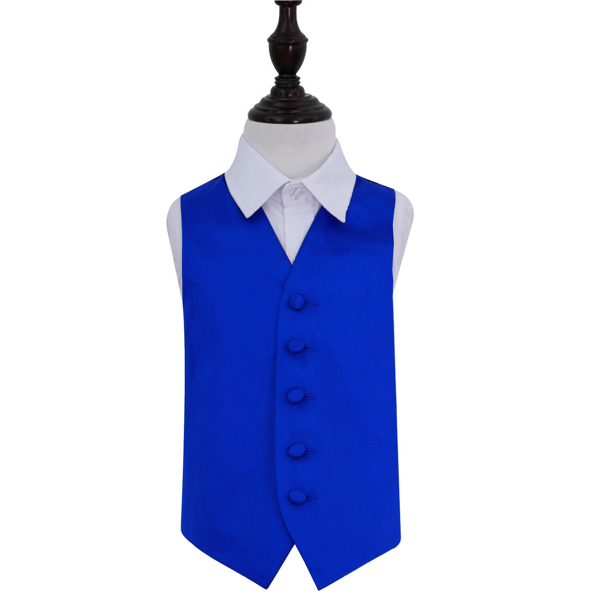 Plain Satin Waistcoat - Boys - Royal Blue, 28'