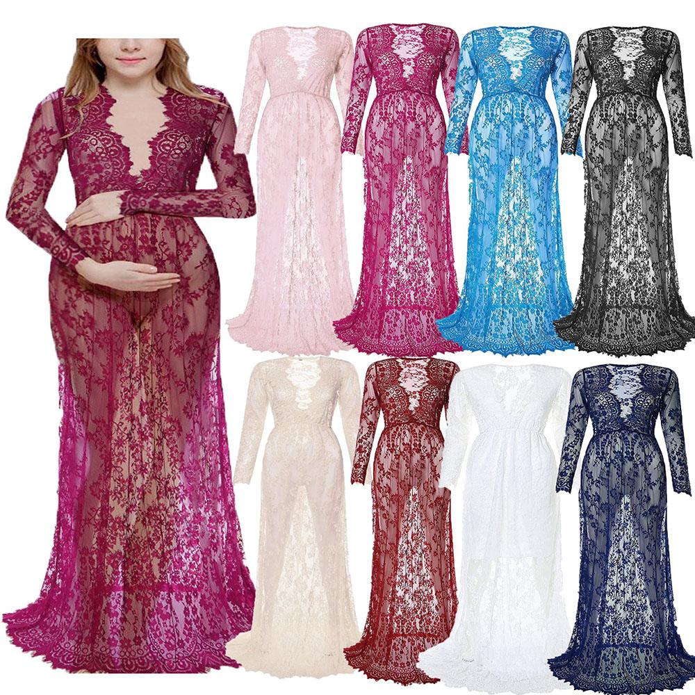 Maternity Clothing Dresses Skirt White Sexy Deep V-neck Long-sleeved